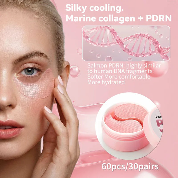 PDRN Pink Under-Eye Mask For Dark Circle And Puffiness Slip-resistant Eye Patches With Collagen Leave Skin Looking Youthful.